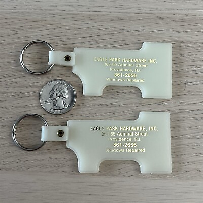 Lot of 2 Eagle Park Hardware Inc Providence Rhode Island Glow Keychain Key Ring $14.63