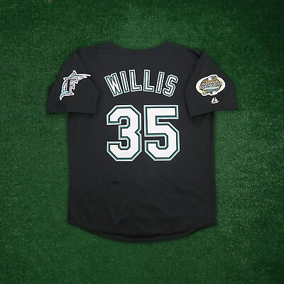 #ad Dontrelle Willis 2003 Florida Marlins Alternate Black Men#x27;s World Series Jersey $139.99