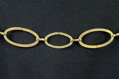 #ad Gold Fashion Belt S M L Retro Shiny Metal Oval Rings Thin Skinny OS 31 39quot; $10.39