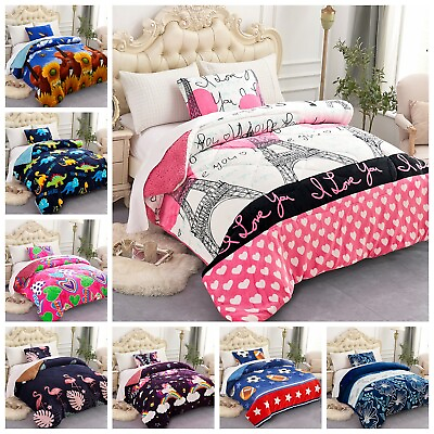 #ad Kids Comforter Micromink Sherpa Comforter Set Twin Size Pillow Sham Bedding Set $39.99
