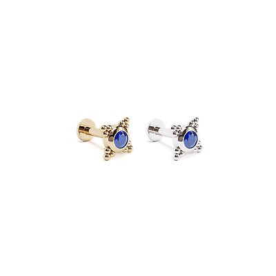 #ad 14K REAL Solid Gold Sapphire Granule Bead Stud Helix Tragus Cartilage Earring $125.00