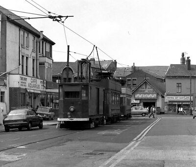 #ad Railway Photo Works trams in Rigby Road Blackpool c1983 GBP 2.00
