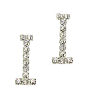 #ad Letter quot;Iquot; Crystal Rhinestone Pierced Initial Earrings 3 4quot; $9.59