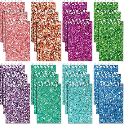 #ad 24 Pack Spiral Prism Small Notebooks 3.9 X 2.4 Inch Glitter Pocket Notebook Asso $26.42