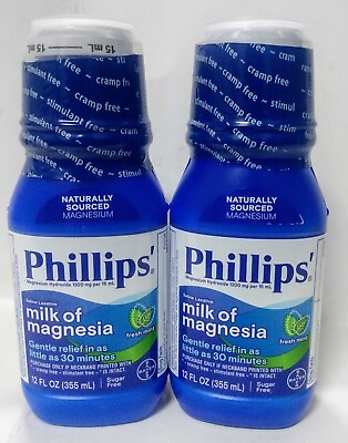 #ad 2 pack Phillips#x27; Milk Of Magnesia Liquid Laxative Fresh Mint 12oz Exp 4 25 $15.00