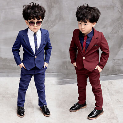 #ad Kids Baby Boy Formal Suit For Wedding Jackets Blazer Concert Suit CoatPants Set $17.09