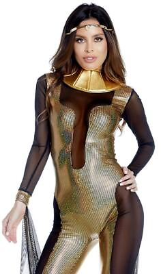 #ad Cleopatra Costume Mesh Gold Jumpsuit Drape Collar Egyptian Queen 557980 XS S $67.99