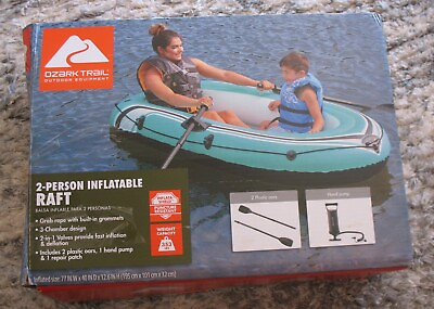 #ad NEW Ozark Trail 2 Person Inflatable Raft Boat amp; Oars 77quot;W x 40quot; D x 12.6quot; H $24.95