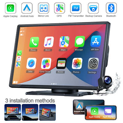 #ad Wireless Apple Carplay Android Auto 9in Touch Screen Car Stereo w Backup Camera $95.99