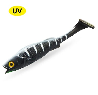 #ad Black Perch 14cm 17g Perch Pike amp; Zander fishing lures shads 3pack GBP 8.95