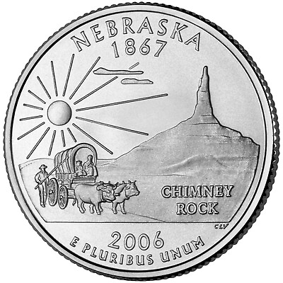 #ad 2006 P Nebraska State Quarter. Uncirculated from US Mint roll. $2.19