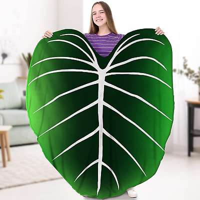#ad Jekeno Leaf Blanket Green Plant Print Throw Leaves 50quot;x60quot; Leaf1 $41.49