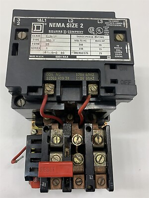 #ad NOS SQUARE D 8536SDO1BS MOTOR STARTER 3 PHASE 25HP SIZE 2 8D $299.95