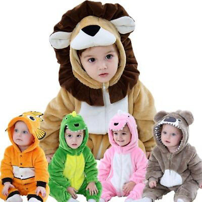 #ad Baby Bear Lion Hooded Romper Animal Jumpsuit Bodysuit Toddler Women Sleepwear $28.66