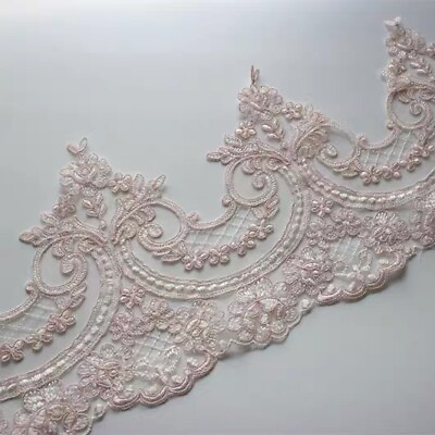 #ad 2Yard Lt. Pink Corded Tulle Lace Trim Lace Fabric Sewing Dress Cloth DIY Craft $4.99