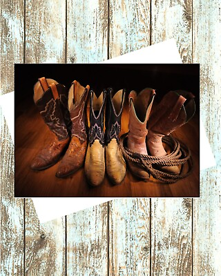 #ad Set Of 6 Greeting Cowboy Boots Western Art PHoto cards 5quot; x 7quot; $14.95