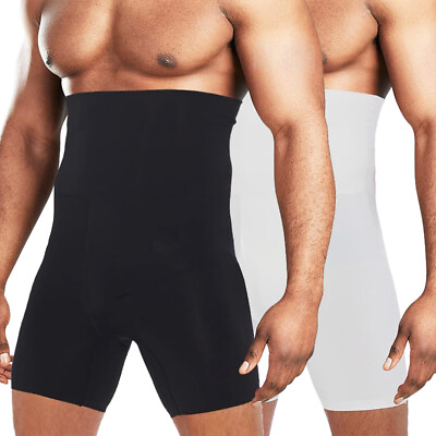#ad Mens Compression High Waist Boxer Shorts Tummy Slim Body Shaper Girdle Pants MSS $12.99