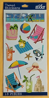 #ad Themed Everyday Sticker Single Sheet Beach 13 pieces $2.99