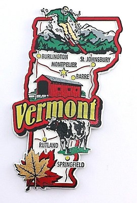 #ad VERMONT STATE MAP AND LANDMARKS COLLAGE FRIDGE COLLECTIBLE SOUVENIR MAGNET $8.45