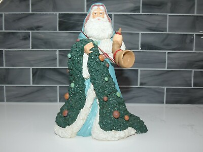 #ad VINTAGE TOM RUBEL CHRISTMAS STUDIO COLLECTION BLUE SANTA WITH HORN FIGURINE $14.95