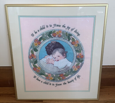 #ad To Be A Child 1986 Jessie Wilcox Smith Framed Baby Mother Nursery Needlepoint $36.30