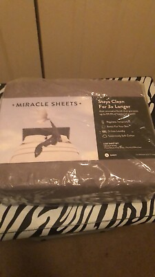 #ad MIRACLE SHEETS QUEEN LUXE BED 4 PIECE SET THERMOREGULATING GRAY BRAND NEW $80.00