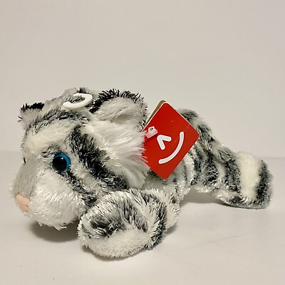 #ad Aurora Flopsies White Tiger Bean Plush Blue Eyes Stuffed Animal Soft Toy 8” $9.99