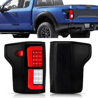 #ad Fit for 2015 2020 Ford F150 F 150 Black Housing Smoke Lens LED Tail Lights $95.00