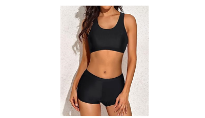 #ad Yonique 3 Piece Athletic Tankini Swimsuits Women with Shorts Swim Tank Tops L $26.39