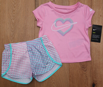 #ad Nike Toddler Girl T Shirt amp; Shorts Set Pink amp; Pastels DRI FIT 2T $28.50
