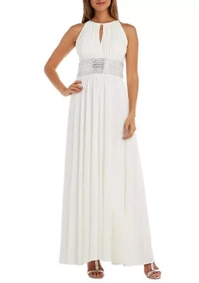 #ad Ramp;M Richards Sleeveless Maxi Dress With Beaded Waist White Us Women#x27;s size 8 $29.99