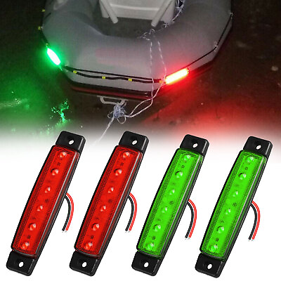 #ad 4PCS Red Green LED Bow Navigation Light Waterproof For Marine Boat Yacht Pontoon $8.98