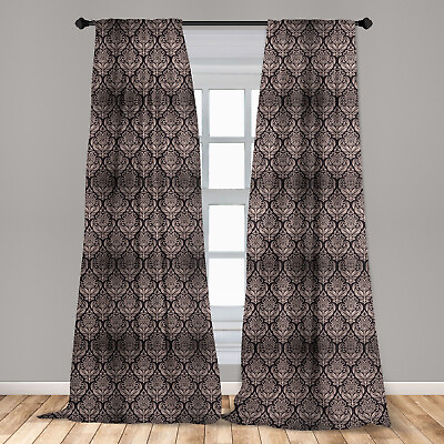 #ad Damask Microfiber Curtains 2 Panel Set for Living Room Bedroom in 3 Sizes $26.99