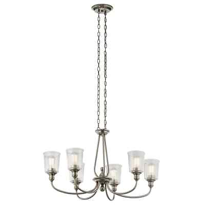 #ad Kichler 43947CLP Waverly 6 Light 34quot; Wide Shaded Chandelier Classic Pewter $299.99