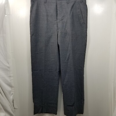 #ad Men#x27;s Straight Leg Dress Pants Mid Rise Gray Flat Front Slacks Casual Size 35 29 $16.99