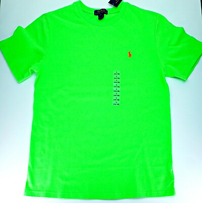 #ad Polo Ralph Lauren Boys Classic Crew Neck Basic T Shirt Neon Green Logo Tee Top $37.56