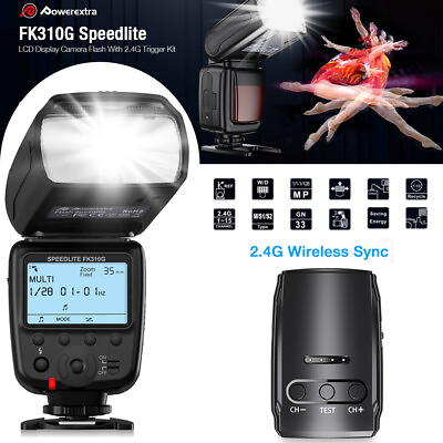 #ad Powerextra LCD Display Flash Speedlite with Stand for Nikon Pentax Panasonic $50.99