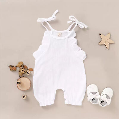 #ad Baby Jumpsuit Ruffled Breathable Newborn Baby Solid Jumpsuit Toddler $12.36