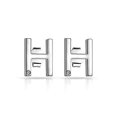 #ad Initial Earrings Letter H Created with Zircondia® Crystals by Philip Jones GBP 8.99
