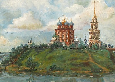 #ad 5x7 PRINT OF PAINTING ART CROW RYTA LANDSCAPE MOSCOW RUSSIA CHURCH Cathedral 🌳 $8.99