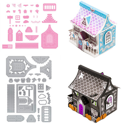#ad 3D Festive House Gift Box Metal Cutting Dies Stencils Embossing DIY Paper Crafts $16.89