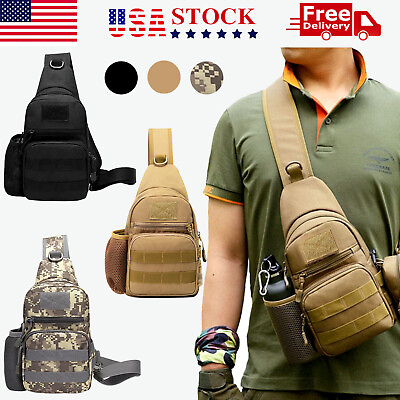 #ad Men Outdoor Tactical Backpack Shoulder Sling Bag Chest Pack Sport Travel Hiking $10.99