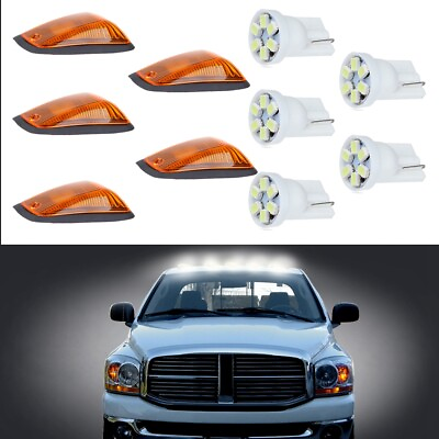 #ad 5X Amber Cab Marker Roof Running Light W Base Free T10 White Led Fits Gmc Chevy $19.70