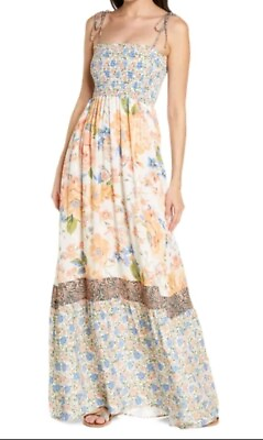 #ad Maaji Strappy Floral Tiered Maxi Beach Dress Size Medium $60.00
