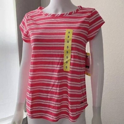 #ad NWT Nautica Ladies#x27; Crew Neck Short Sleeve Tee Pink Stripe All Size $9.99