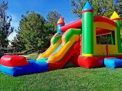 Commercial Inflatable Fiesta Rainbow Combo Bounce House Slide Pool 1.5HP Blower $1656.00