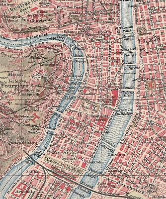 #ad LYON dated 1912 Original map city plan FRANCE $9.00