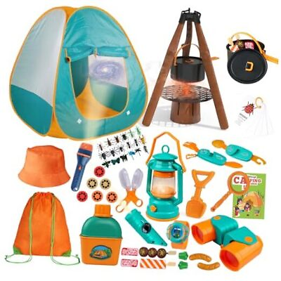 #ad 50pcs with Tent amp; Space Projector Flashlight Outdoor Campfire Kids Camping Set $48.84