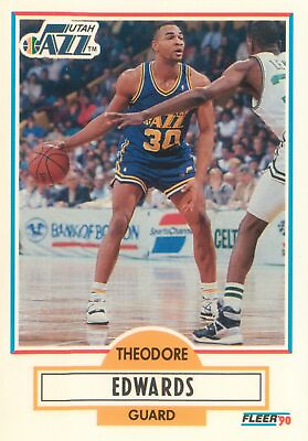 #ad Theodore Edwards RC 1990 91 Fleer Basketball Rookie Card #185 Utah Jazz 90s VTG $6.15