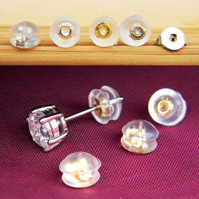 #ad 10X Soft Clear Earnuts Earrings Backs Plugs Stoppers Findings Useful Jewelry hf C $2.00